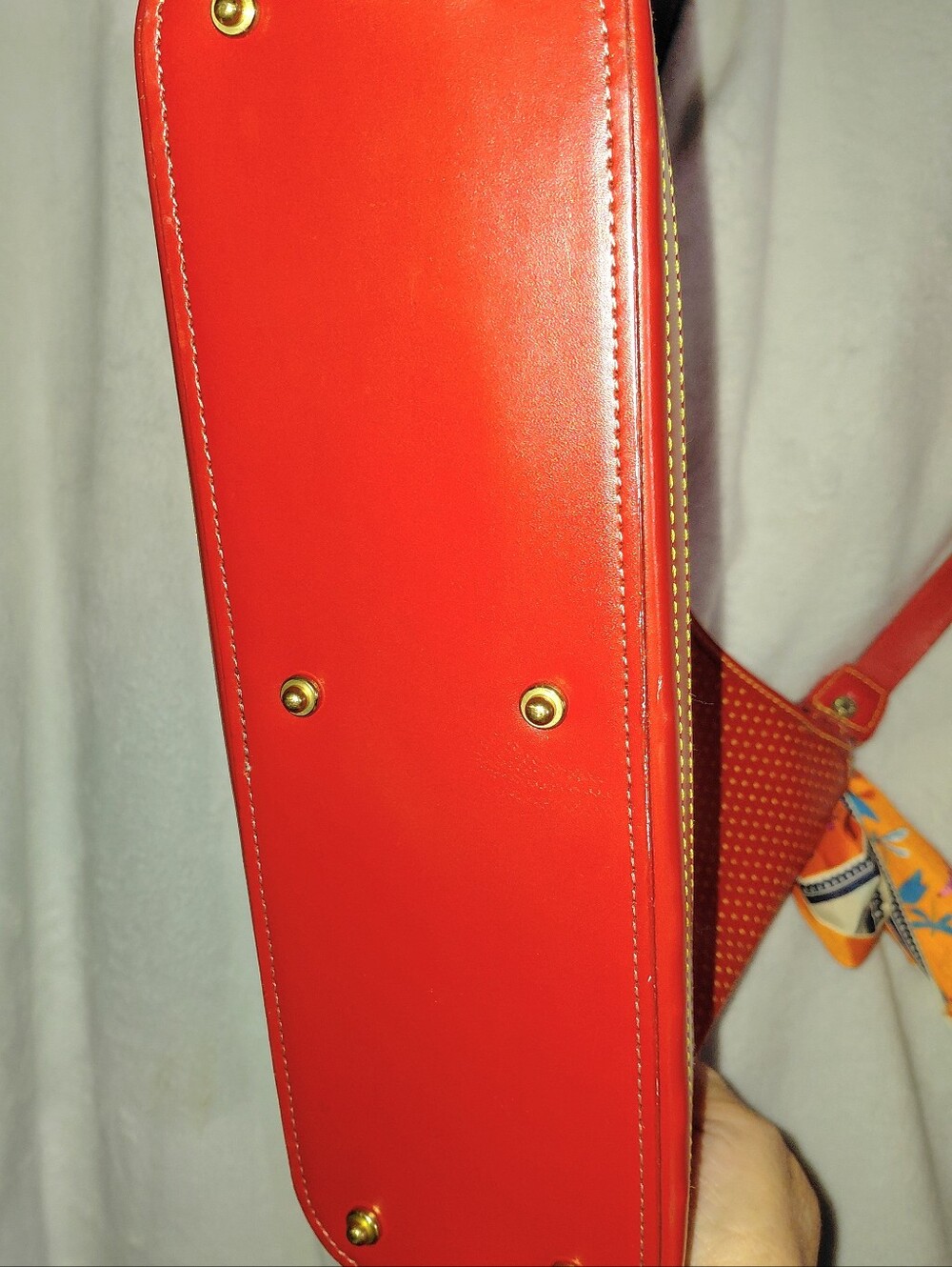 Dooney & Bourke Red/Gold Vintage Cabrio Perforated Shoulder Bag  Like New - Picture 4 of 8